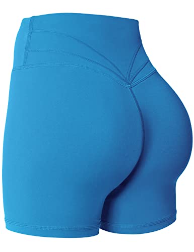 Yiifit Gym Shorts Damen 4.5" Sport Shorts Booty Scrunch Hohe Taille Push Up Sommer Yoga Shorts Undurchlässig Kurze Hosen Blau Large von Yiifit