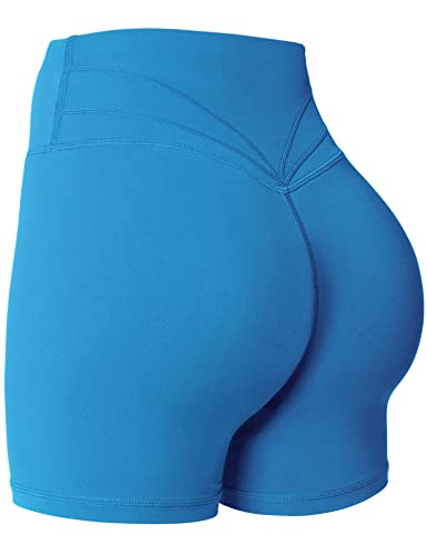 Yiifit Gym Shorts Damen 4.5" Sport Shorts Booty Scrunch Hohe Taille Push Up Sommer Yoga Shorts Undurchlässig Kurze Hosen Blau Medium von Yiifit