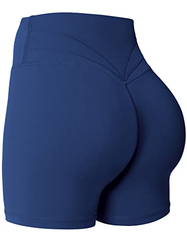 Yiifit Gym Shorts Damen 4.5" Sport Shorts Booty Scrunch Hohe Taille Push Up Sommer Yoga Shorts Undurchlässig Kurze Hosen Dunkelblau Medium von Yiifit