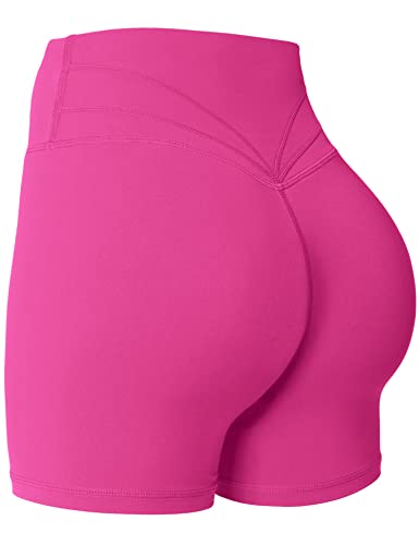 Yiifit Gym Shorts Damen 4.5" Sport Shorts Booty Scrunch Hohe Taille Push Up Sommer Yoga Shorts Undurchlässig Kurze Hosen Rosenrot Large von Yiifit