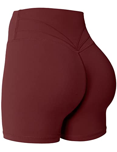 Yiifit Gym Shorts Damen Sport Shorts Booty Scrunch Hohe Taille Push Up Sommer Yoga Shorts Undurchlässig Kurze Hosen Tiefes Burgunderrot Small von Yiifit