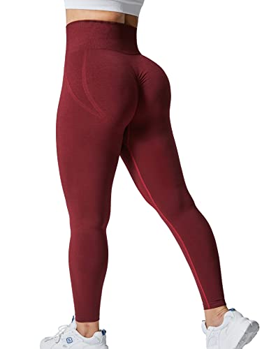 Yiifit High Waist Seamless Yoga Pants Tummy Control Workout Running Exercise Gym Fitness Leggings Wine L von Yiifit