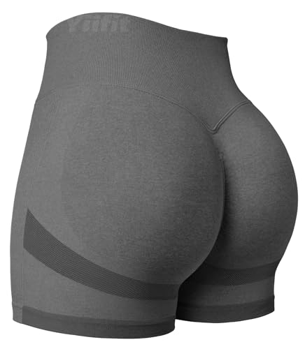 Yiifit Damen Sport Shorts Scrunch Butt High Waist Workout 3.5" Shorts Biker Gym Kurze Hosen Dunkelgrau Medium von Yiifit