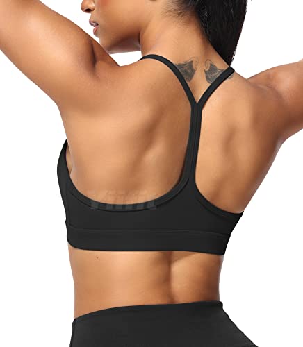 Yiifit Sport BH Y Rücken Sports Bra Damen Racerback Ohne Bügel Spaghetti Crop Top Gepolstert für Sommer Yoga Gym Schwarz X-Large von Yiifit