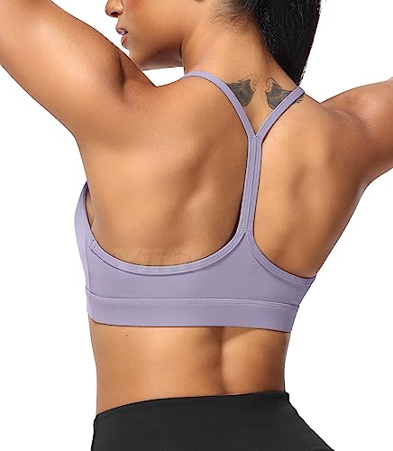 Yiifit Sport BH Y Rücken Sports Bra Damen Racerback Ohne Bügel Spaghetti Crop Top Gepolstert für Sommer Yoga Gym Violett Small von Yiifit