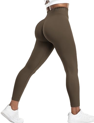 Yiifit Sport Leggings Damen Booty Scrunch Push Up High Waisted Nahtlose Gym Leggings Coffee X-Small von Yiifit