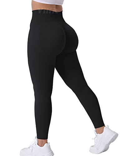 Yiifit Gym Leggings Damen Scrunch Butt Sport Leggings High Waist Sporthose Damen Push Up für Sport Yoga Fitness Workout Schwarz Large von Yiifit