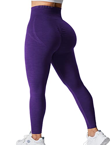 Yiifit Sport Scrunch Leggings Damen Gym Fitness High Waist Boom Boot Push Up Yoga Hose Sporthose Dunkelviolett Medium von Yiifit