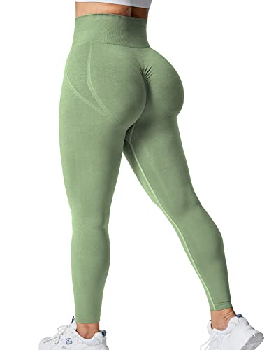 Yiifit Sport Scrunch Leggings Damen Gym Fitness High Waist Boom Boot Push Up Yoga Hose Sporthose Grün Medium von Yiifit