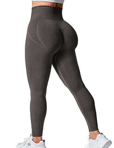 Yiifit Sport Scrunch Leggings Damen Gym Fitness High Waist Boom Boot Push Up Yoga Hose Sporthose Tiefer Taupe Small von Yiifit