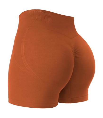 Yiifit Sport Short Damen Scrunch Butt Gym Yoga Hintern Heben Hohe Taille Workout Sport Shorts Warm Copper Large von Yiifit