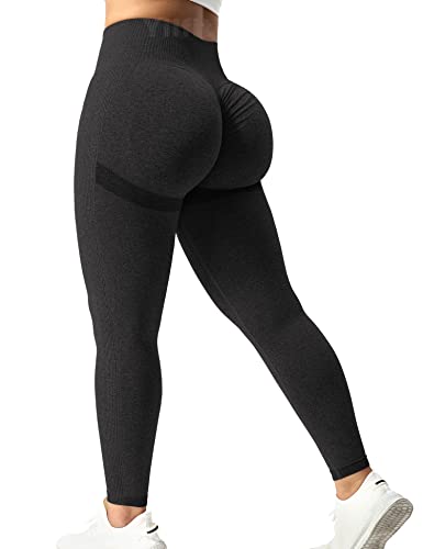 Yiifit Sports Leggings Damen Scrunch Butt High Waist Push Up Gym Fitness Leggings, Kohlenschwarz X-Small von Yiifit