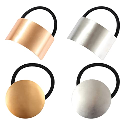 Yijunmca 4 Stück Pferdeschwanz Halter Elastischer Haarseil Geometrische Metall Haargummis Haarsträhnen Wickelseil Haarbänder Haarnadeln Haarspangen Haarschmuck Haar DIY Zubehör für Mädchen Damen von Yijunmca