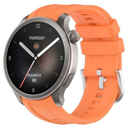 Yikamosi Kompatibel mit Amazfit Balance Armband für Frauen und Männer,22MM Schnellverschluss Weiches Silikon rostfreiem Metallverschluss Ersatzbänder für Amazfit Balance(A2286),Orange von Yikamosi