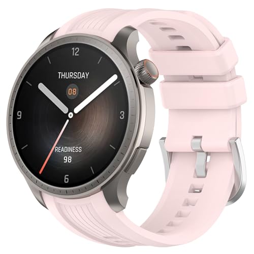 Yikamosi Kompatibel mit Amazfit Balance Armband für Frauen und Männer,22MM Schnellverschluss Weiches Silikon rostfreiem Metallverschluss Ersatzbänder für Amazfit Balance(A2286),Rosa von Yikamosi