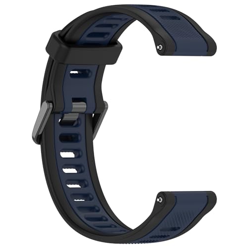 Yikamosi Kompatibel mit Forerunner 165 Armband für Frauen und Männer,Dual Color Schnellverschluss Weiches Silikon rostfreiem Metallverschluss Ersatzbänder für Forerunner 165,Schwarz/Mitternachtsblau von Yikamosi