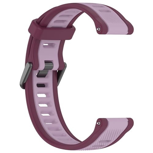 Yikamosi Kompatibel mit Forerunner 265S Armband für Frauen und Männer,Dual Color Schnellverschluss Weiches Silikon rostfreiem Metallverschluss Ersatzbänder für Forerunner 265S,DunkelLila/HellLila von Yikamosi