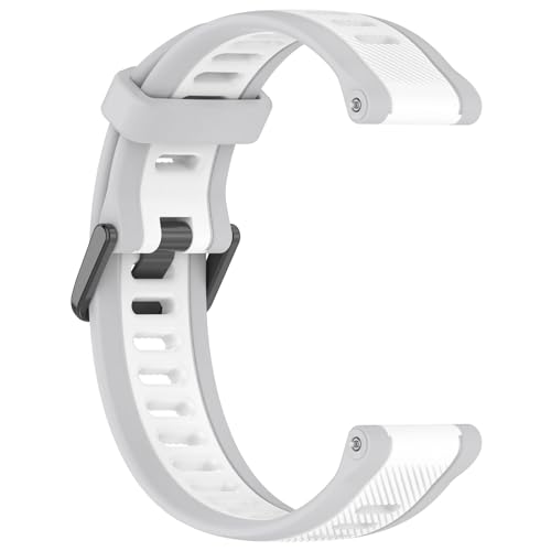 Yikamosi Kompatibel mit Garmin Forerunner 165 Armband für Frauen und Männer,Dual Color Schnellverschluss Weiches Silikon rostfreiem Metallverschluss Ersatzbänder für Forerunner 165,Grau/Weiß von Yikamosi