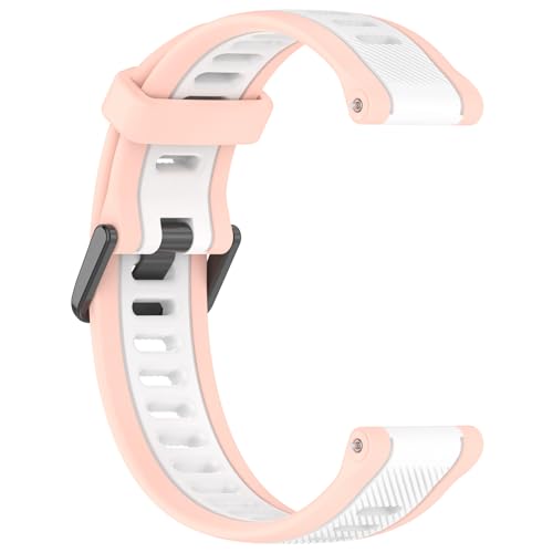 Yikamosi Kompatibel mit Garmin Forerunner 165 Armband für Frauen und Männer,Dual Color Schnellverschluss Weiches Silikon rostfreiem Metallverschluss Ersatzbänder für Forerunner 165,Rosa/Weiß von Yikamosi