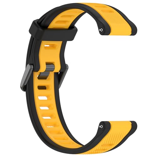 Yikamosi Kompatibel mit Garmin Forerunner 165 Armband für Frauen und Männer,Dual Color Schnellverschluss Weiches Silikon rostfreiem Metallverschluss Ersatzbänder für Forerunner 165,Schwarz/Gelb von Yikamosi