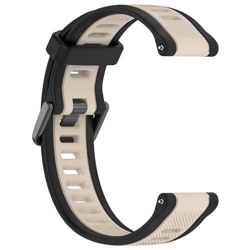 Yikamosi Kompatibel mit Garmin Forerunner 165 Armband für Frauen und Männer,Dual Color Schnellverschluss Weiches Silikon rostfreiem Metallverschluss Ersatzbänder für Forerunner 165,Schwarz/Khaki von Yikamosi