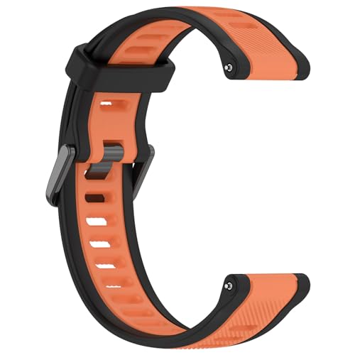 Yikamosi Kompatibel mit Garmin Forerunner 165 Armband für Frauen und Männer,Dual Color Schnellverschluss Weiches Silikon rostfreiem Metallverschluss Ersatzbänder für Forerunner 165,Schwarz/Orange von Yikamosi