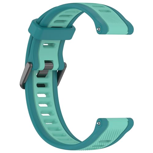 Yikamosi Kompatibel mit Garmin Forerunner 165 Armband für Frauen und Männer,Dual Color Schnellverschluss Weiches Silikon rostfreiem Metallverschluss Ersatzbänder für Forerunner 165,Grün/Mintgrün von Yikamosi