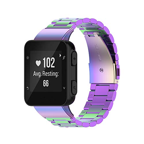 Yikamosi Kompatibel mit Garmin Forerunner 45 Armband,Schnellverschluss Edelstahl Metall Ersatzarmband Damen Herren Wristband Uhrenarmbänder für Garmin Forerunner 45/Forerunner 45S/Swim 2,Bunt von Yikamosi