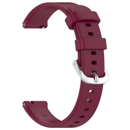 Yikamosi Kompatibel mit Garmin Lily 2 Armband für Frauen und Männer,14MM Schnellverschluss Weiches Silikon rostfreiem Metallverschluss Ersatzbänder für Lily 2,Weinrot von Yikamosi