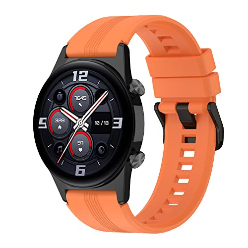 Yikamosi Kompatibel mit Honor Watch GS4 Armband für Frauen und Männer,22MM Schnellverschluss Weiches Silikon rostfreiem Metallverschluss Ersatzbänder für Watch GS4,Orange von Yikamosi