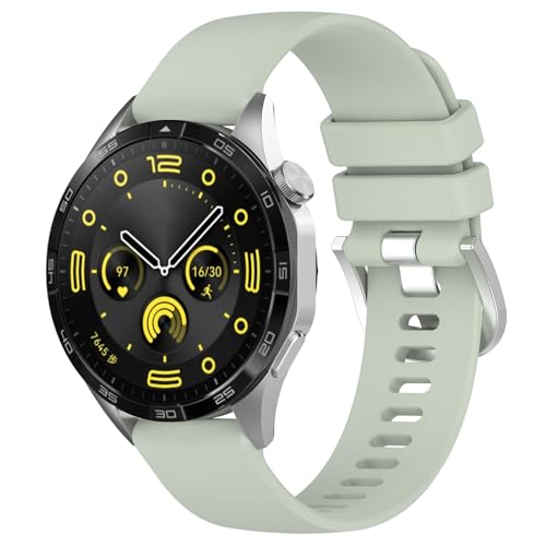 Yikamosi Kompatibel mit Huawei Watch GT4 Armband für Frauen und Männer,18MM Schnellverschluss Weiches Silikon rostfreiem Metallverschluss Ersatzbänder für Huawei Watch GT4 41MM,Grün von Yikamosi