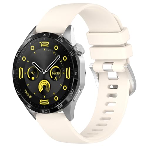 Yikamosi Kompatibel mit Huawei Watch GT4 Armband für Frauen und Männer,18MM Schnellverschluss Weiches Silikon rostfreiem Metallverschluss Ersatzbänder für Huawei Watch GT4 41MM,Khaki von Yikamosi