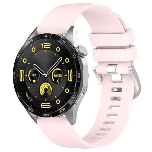 Yikamosi Kompatibel mit Huawei Watch GT4 Armband für Frauen und Männer,18MM Schnellverschluss Weiches Silikon rostfreiem Metallverschluss Ersatzbänder für Huawei Watch GT4 41MM,Rosa von Yikamosi