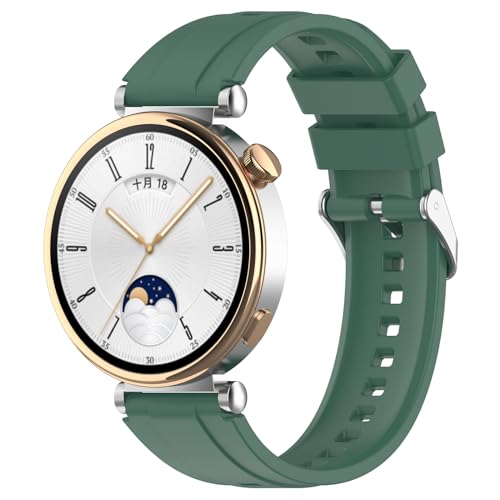 Yikamosi Kompatibel mit Huawei Watch GT4 Armband für Frauen und Männer,Schnellverschluss Weiches Silikon rostfreiem Metallverschluss Ersatzbänder für Huawei Watch GT4 41MM,Armee Grün von Yikamosi