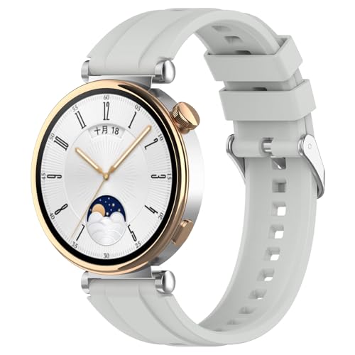 Yikamosi Kompatibel mit Huawei Watch GT4 Armband für Frauen und Männer,Schnellverschluss Weiches Silikon rostfreiem Metallverschluss Ersatzbänder für Huawei Watch GT4 41MM,Grau von Yikamosi