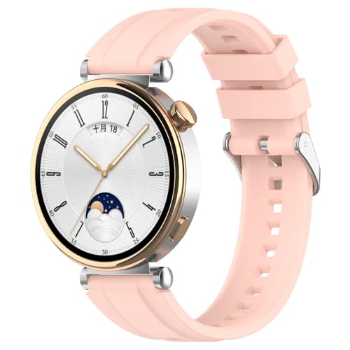 Yikamosi Kompatibel mit Huawei Watch GT4 Armband für Frauen und Männer,Schnellverschluss Weiches Silikon rostfreiem Metallverschluss Ersatzbänder für Huawei Watch GT4 41MM,Rosa von Yikamosi