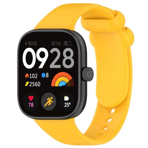 Yikamosi Kompatibel mit Redmi Watch 4 Armband für Frauen und Männer,Schnellverschluss Weiches Silikon TPU schluss Ersatzbänder Kompatibel für Redmi Watch 4/Mi Band 8 Pro,Gelb von Yikamosi