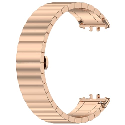 Yikamosi Kompatibel mit Samsung Galaxy Fit 3 Armband für Frauen und Männer,Schnellverschluss Edelstahl Metall Ersatzarmband Wristband Uhrenarmbänder für Galaxy Fit 3(SM-R390),Roségold von Yikamosi