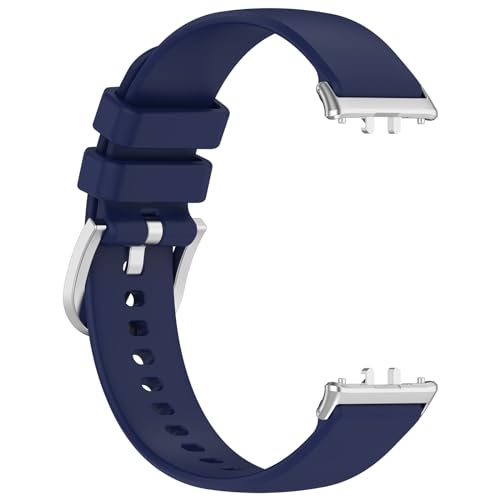 Yikamosi Kompatibel mit Samsung Galaxy Fit 3 Armband für Frauen und Männer,Schnellverschluss Weiches Silikon rostfreiem Metallverschluss Ersatzbänder für Galaxy Fit 3(SM-R390),Mitternachtsblau von Yikamosi