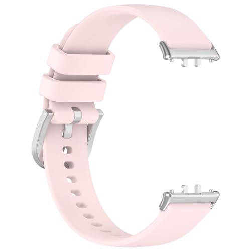 Yikamosi Kompatibel mit Samsung Galaxy Fit 3 Armband für Frauen und Männer,Schnellverschluss Weiches Silikon rostfreiem Metallverschluss Ersatzbänder für Galaxy Fit 3(SM-R390),Rosa von Yikamosi