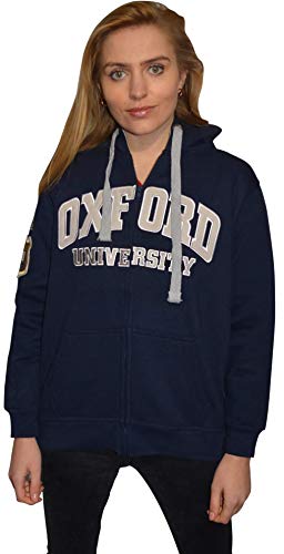 Oxford University Lizenziertes Uni-Kapuzen-Sweatshirt mit Reißverschluss, Marineblau, Größe L, navy von Yikki