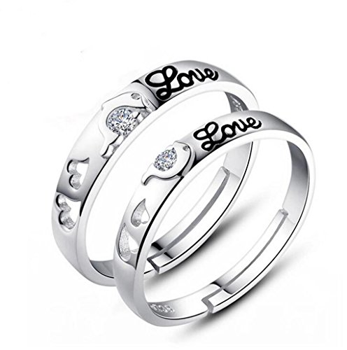 1 Paar Ringe für Damen & Herren Trauringe 925 Sterling Silber Offen Verstellbar Delphin-Ewig Liebe Partnerringe Verlobungsring Hochzeitsring Band Ring mit Zirkonia Jubiläum Geschenk von Yikoly