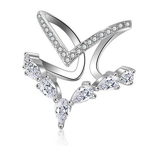 1 Pcs Damen Mädchen Ringe 925 Silber Dopple Layer Offen Einfache mode V-Form Bling Partnerringe Eheringe Verlobungsring Trauringe Band Ring Hochzeitsring Verstellbar 1 Pcs Damen Mädchen Ringe 925 Silber Dopple Layer Offen Einfache mode V-Form Bling Partnerringe Eheringe Verlobungsring Trauringe Band Ring Hochzeitsring Verstellbar von Yikoly