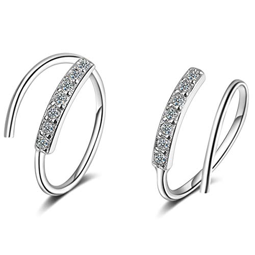 Creolen Silber Damen Ohrringe 925 Sterling Silber mit AAA Zirkonia Bling Studs Ohrschmuck für Mädchen Frauen (Silber) von Yikoly