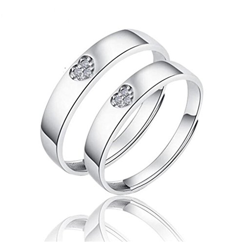 Damen & Herren Trauringe Paar Ringe, 925 Sterling Silber Herz Zirkonia Offen Verstellbar Eheringe Engagement Partnerringe Verlobungsring Hochzeitsring Band Ring Jubiläum Geschenk von Yikoly