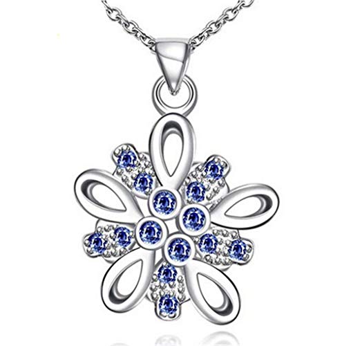 Halskette Damen Mädchen Kette Silber 925 mit Anhänger Blau Zirkonia Schneeflocke Einfache Kurz Y-Kette Charm Halsreif Mode Schmuck für Frauen Freundin Hypoallergen von Yikoly