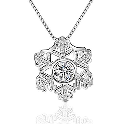 Halskette Damen Mädchen Kette Silber 925 mit Anhänger Zirkonia Schneeflocke Einfache Kurz Y-Kette Glitter Charm Halsreif Weihnachten schmuck für Frauen Freundin Hypoallergen von Yikoly