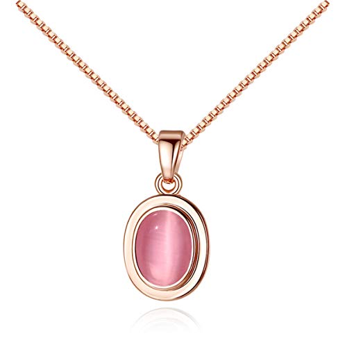 Kette Damen Mädchen Silber 925 Halskette mit Anhänger Mode Tropfen Opal Rose Gold Collier Y-Kette Schmuck für Frau Frauen Freundin von Yikoly