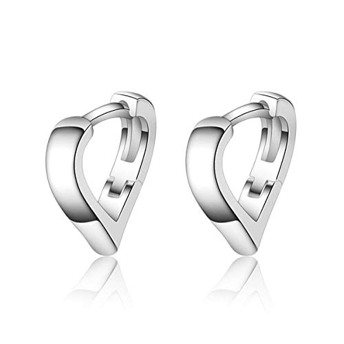 Yikoly Damen Herren Unisex Ohrringe creolen Silber 925 Mode Einfache Persönliche Herz-Form Punk Hoop Ohrstecker Studs (Silber) von Yikoly