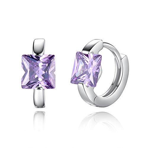 Yikoly Damen Mädchen Ohrringe Creolen Silber 925 Zirkonia Mode Klein Hoop Ohrstecker Einfache Ohrschmuck für Frauen Freundin (Violet) von Yikoly